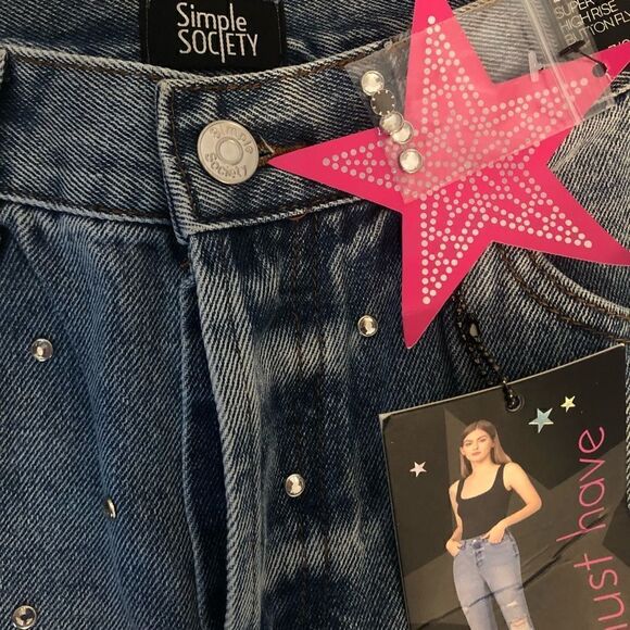 NWT SIMPLE SOCIETY Super High Rise Straight Buttonfly Jeans Size 7/28 - Picture 13 of 15